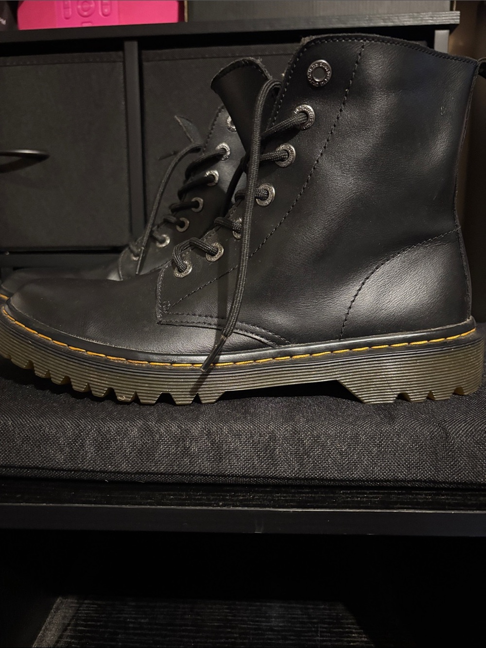 Dr. Martens Luana Black Leather Lace Up Boots